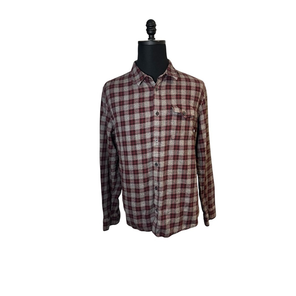 Vans Men's Burgundy Plaid Button-Up Flannel Shirt